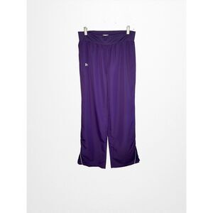 Under Armour Mens Size Medium Loose Fit Track Pants Purple Elastic Waist Zip Hem